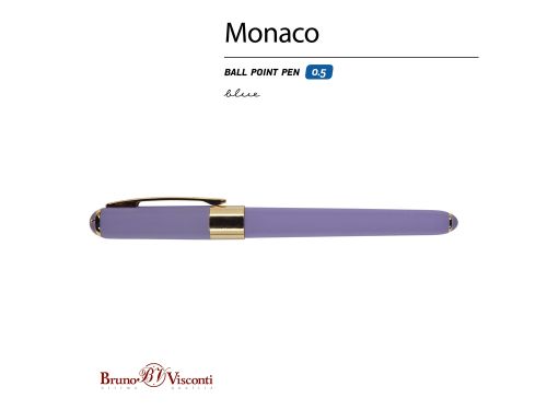 Ручка пластиковая шариковая Monaco, 0,5мм, синие чернила, лавандовый