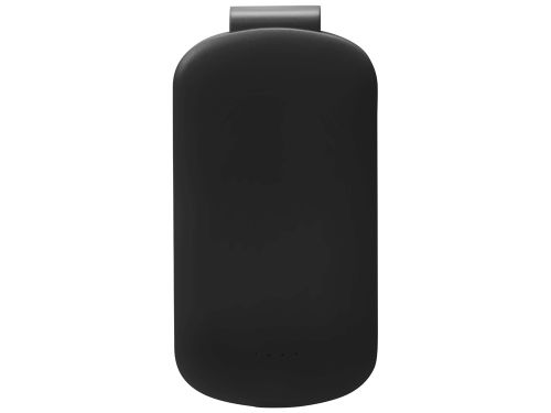 Портативное зарядное устройство Pin на 4000 mAh с большой площадью нанесения и клипом для крепления к одежде или сумке, черный