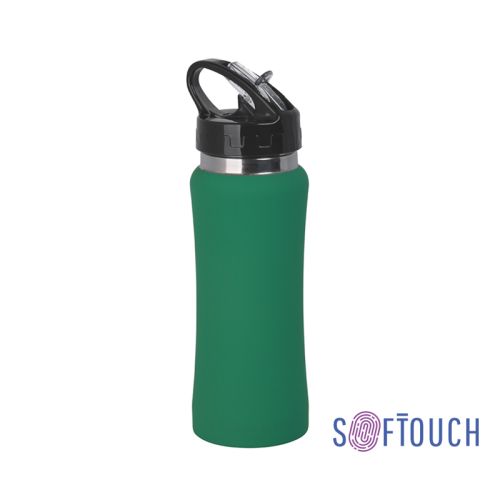 Бутылка для воды "Индиана" 600 мл, покрытие soft touch, зеленый
