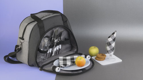 Набор для пикника "Исландия" на 2 персоны с холодильным отделением, серый с черным