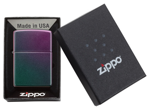 Зажигалка ZIPPO Classic с покрытием Iridescent, латунь/сталь, фиолетовая, матовая, 38x13x57 мм