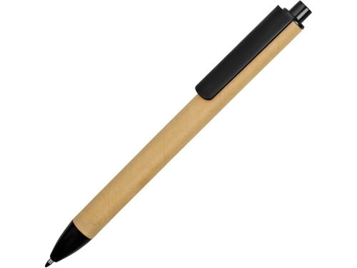 Ручка картонная пластиковая шариковая Эко 2.0, бежевый/черный