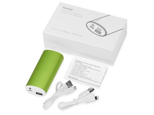 Портативное зарядное устройство Квазар, 4400 mAh, зеленое яблоко