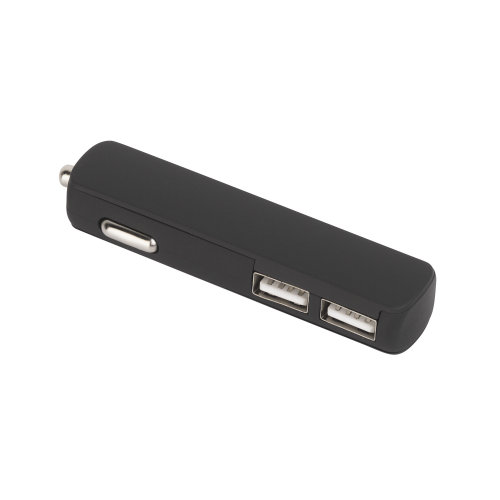 Автомобильное зарядное устройство "Slam" с 2-мя разъёмами USB, покрытие soft touch, черный