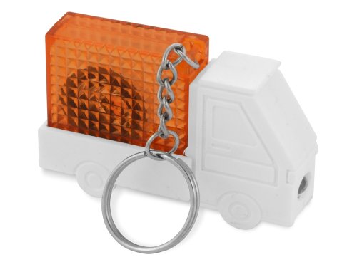 Брелок-рулетка Автомобиль, 1 м., с фонариком, белый/оранжевый