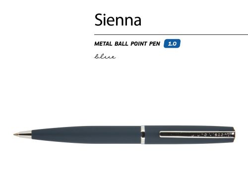 Ручка Sienna шариковая  автоматическая, синий металлический корпус, 1.0 мм, синяя