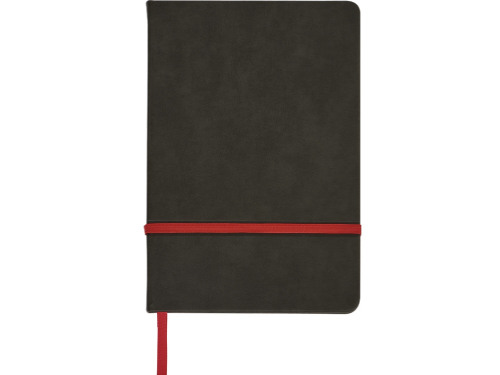Блокнот Color линованный А5 в твердой обложке с резинкой, серый/красный