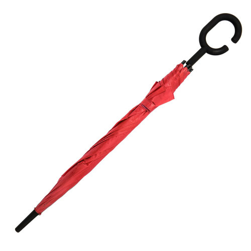 Зонт-трость HALRUM, пластиковая ручка, полуавтомат (красный)