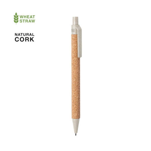 Ручка шариковая YARDEN, бежевый, натуральная пробка, пшеничная солома, ABS пластик, 13,7 см (бежевый)