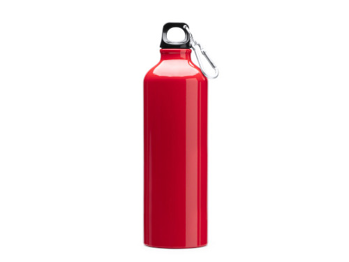 Бутылка алюминиевая с карабином, 800 мл, красный