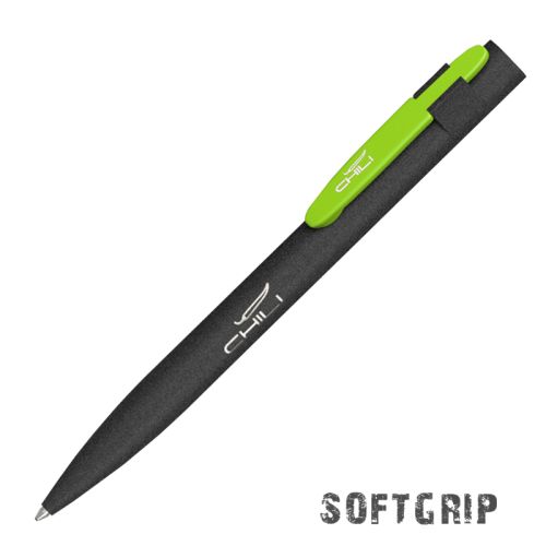 Ручка шариковая "Lip SOFTGRIP", черный с зеленым яблоком