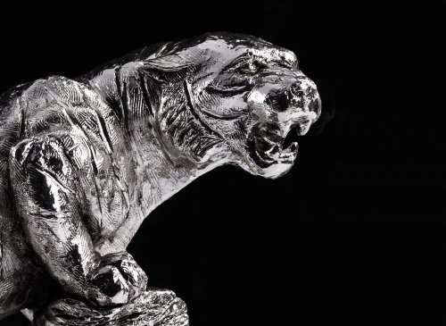 Скульптура "Тигр", серебристый