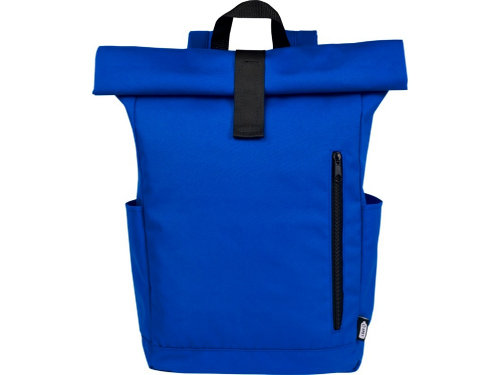 Рюкзак Byron 15,6 объемом 18 л со скручиваемым верхом, изготовленный из переработанного ПЭТ по стандарту GRS, синий
