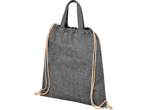 Рюкзак со шнурком Pheebs из 210 г/м2 переработанного хлопка, черный меланж