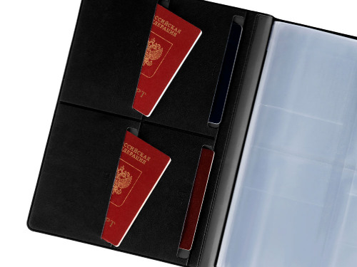 Органайзер Favor 2.0 для семейных документов на 4 комплекта документов, формат А4, черный