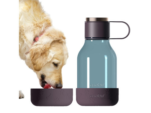 Бутылка для воды 2-в-1 Dog Bowl Bottle со съемной миской для питомцев, 1500 мл, бургунди