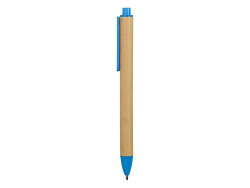 Ручка картонная пластиковая шариковая Эко 2.0, бежевый/голубой