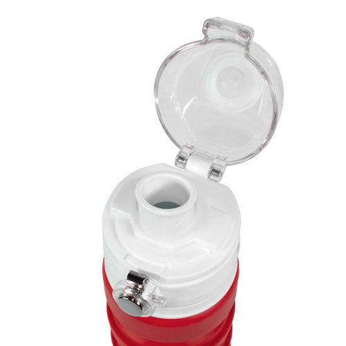 Бутылка для воды складная с карабином SPRING, 550/250 мл,  силикон (красный)