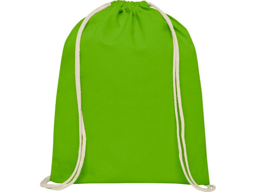 Рюкзак со шнурком Oregon хлопка плотностью 140 г/м2, лайм