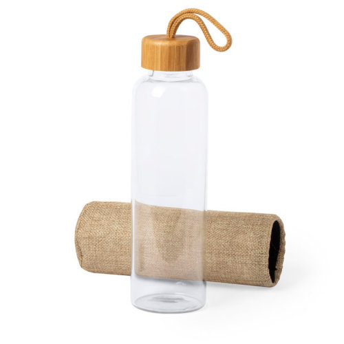 Бутылка для воды KASFOL, стекло, бамбук, 500 мл (бежевый)