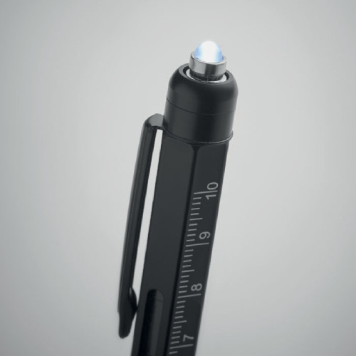 Ручка с линейкой и уровнем (черный)
