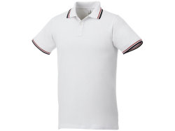 Мужская футболка поло Fairfield с коротким рукавом с проклейкой, белый/темно-синий/красный
