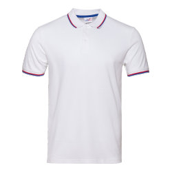 Рубашка поло мужская триколор STAN хлопок/полиэстер 185, 04RUS, белый