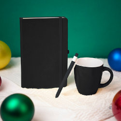 Подарочный набор HAPPINESS: блокнот, ручка, кружка, чёрный (черный)