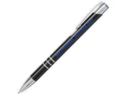 Ручка металлическая шариковая Moneta с цветной кнопкой, черный/синий