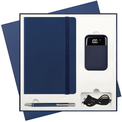 Подарочный набор Portobello/Alpha BtoBook синий (Ежедневник недат А5, Ручка, Power Bank)