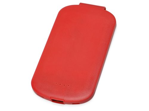 Портативное зарядное устройство Pin на 4000 mAh с большой площадью нанесения и клипом для крепления к одежде или сумке, красный