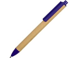 Ручка картонная пластиковая шариковая Эко 2.0, бежевый/синий
