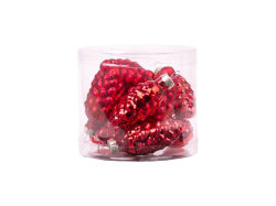 Новогоднее подвесное украшение Красные шишки из стекла, набор из 12 штук / 5*5*6см