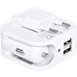 Адаптер с двумя USB-портами для зарядки от сети и от прикуривателя "Socket" (белый)