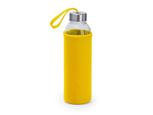 Бутылка стеклянная CAMU в чехле из неопрена, 500 мл, прозрачный/желтый
