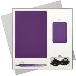 Подарочный набор Spark, фиолетовый (ежедневник, ручка, аккумулятор)