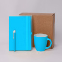 Подарочный набор JOY: блокнот, ручка, кружка, коробка, стружка; голубой (голубой)