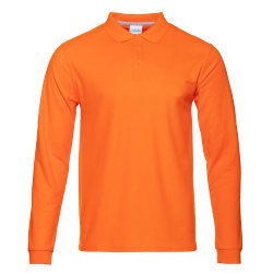 Рубашка поло мужская STAN длинный рукав хлопок/полиэстер 185, 104S, оранжевый