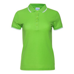 Рубашка поло женская STAN с окантовкой хлопок/полиэстер 185, 04BK, ярко-зелёный