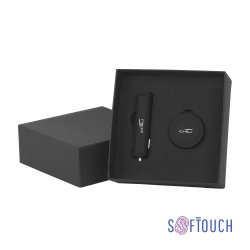Набор автомобильное зарядное устройство "Slam" + магнитный держатель для телефона "Allo" в футляре, покрытие soft touch, черный