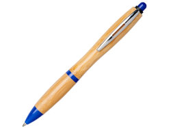Шариковая ручка Nash из бамбука, натуральный/ярко-синий