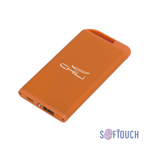 Зарядное устройство "Theta" с фонариком, 4000 mAh, покрытие soft touch, оранжевый