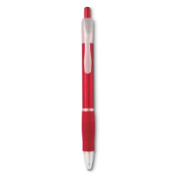 Ручка шариковая с резиновым обх (прозрачно-красный)