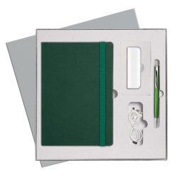 Подарочный набор Portobello/BtoBook Summer time зеленый (Ежедневник недат А5, Ручка, Power Bank)