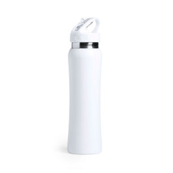 Бутылка для воды SMALY с трубочкой, нержавеющая сталь (белый)