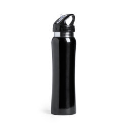 Бутылка для воды SMALY с трубочкой, нержавеющая сталь (черный)