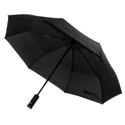 Зонт складной PRESTON с ручкой-фонариком, полуавтомат (черный)