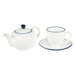 Набор SEAWAVE: чайная пара и чайник в подарочной упаковке (белый, синий)
