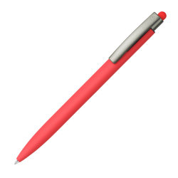 ELLE SOFT, ручка шариковая, красный, металл, синие чернила (красный)