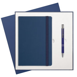 Подарочный набор Marseille Btobook/Alpha, синий (ежедневник недат А5, ручка)